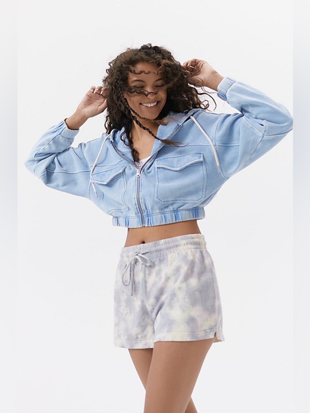 Urban Outfitters 
Yogi Fleece Cropped Zip-Up Hoodie Sweatshirt
